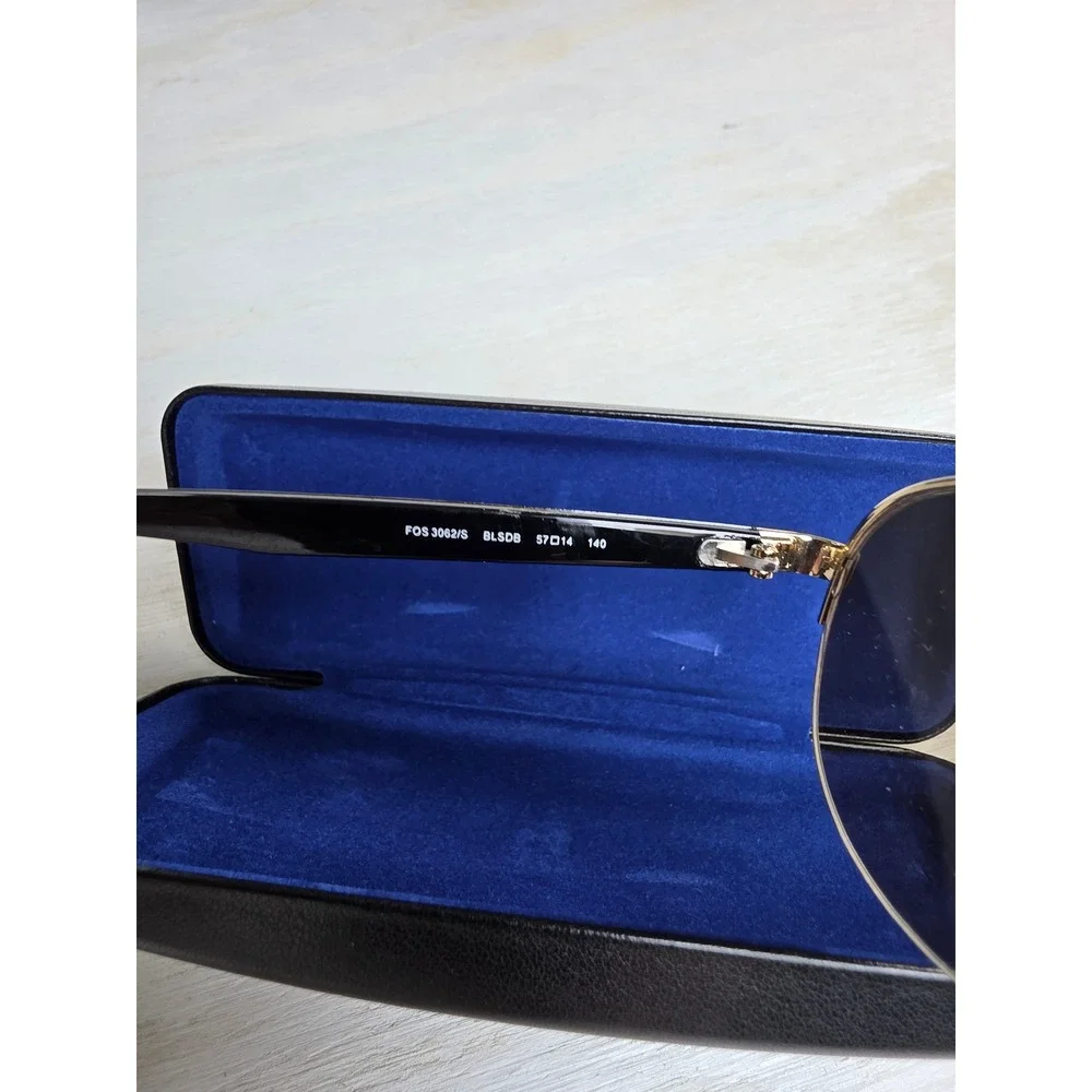 Fossil FOS 3062/S Gold Black Aviator Sunglasses Brown Gradient Lens Classic Y2K